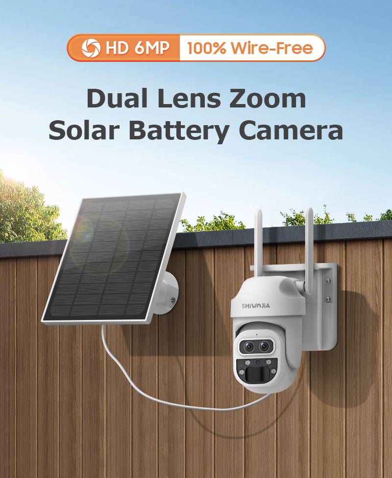 Dual Lens Floodlight Solar Battery PTZ Camera